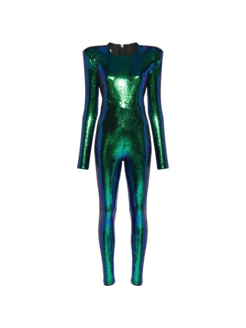 shoulder-pads sequin jumpsuit