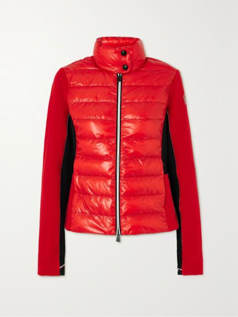 Moncler Grenoble Quilted shell and stretch-jersey down ski jacket Red