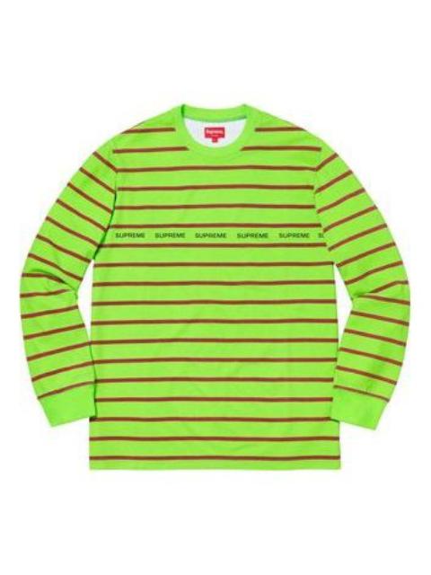 Supreme SS19 Printed Stripe Pique LS Top GreenT SUP-SS19-507