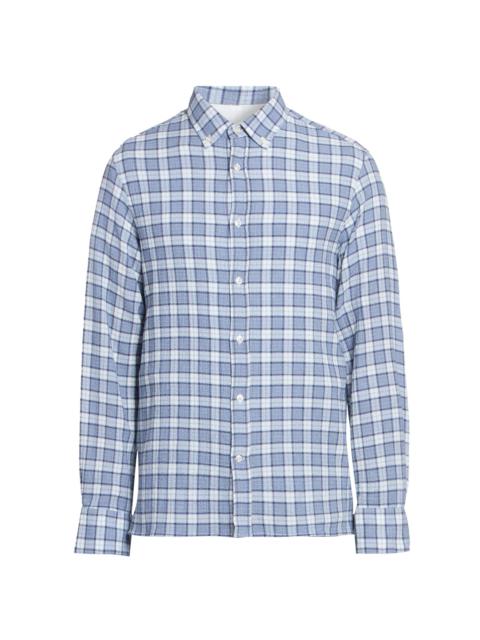 OFFICINE GÉNÉRALE Men Arsene Waffled Cotton Check Shirt - White Blue Navy