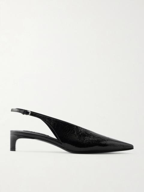 Crinkled Patent-leather Slingback Pumps
