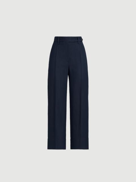 Brunello Cucinelli Viscose and linen fluid twill cigarette trousers with monili
