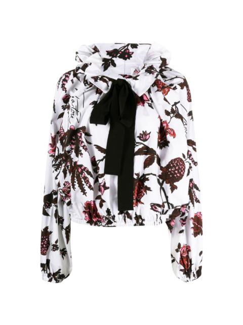 floral-print bow-detail blouse