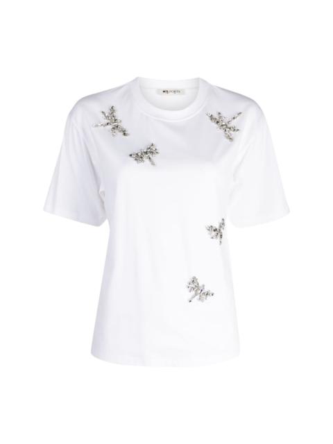 Dragonfly crystal-details cotton T-shirt