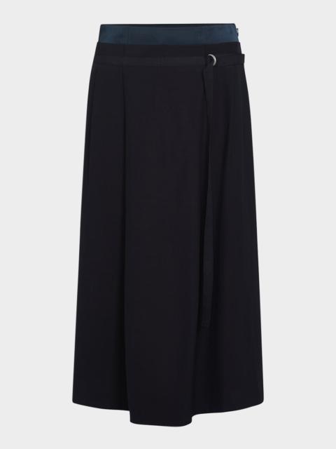 Vince Double-Waist D-Ring Midi Skirt