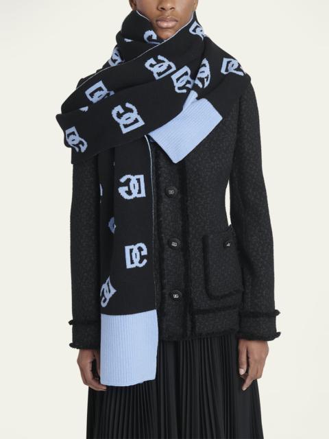 Dolce & Gabbana DG Logo Reversible Wool Scarf