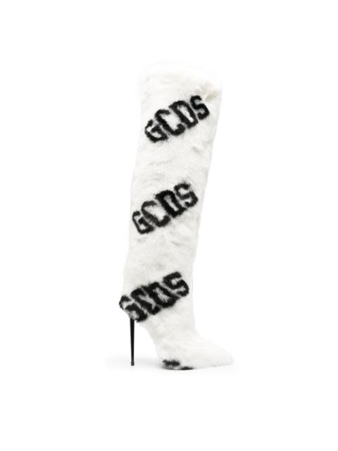 GCDS 110mm faux-fur logo-print boots