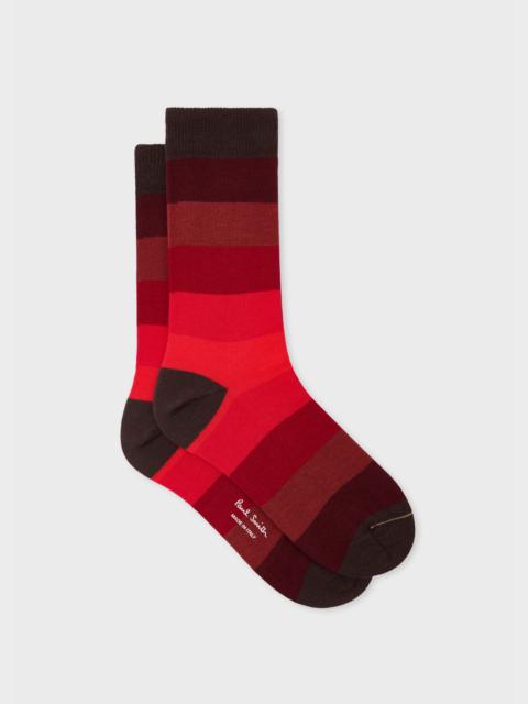 Paul Smith Women's Red Cotton-Blend Ombre Stripe Socks