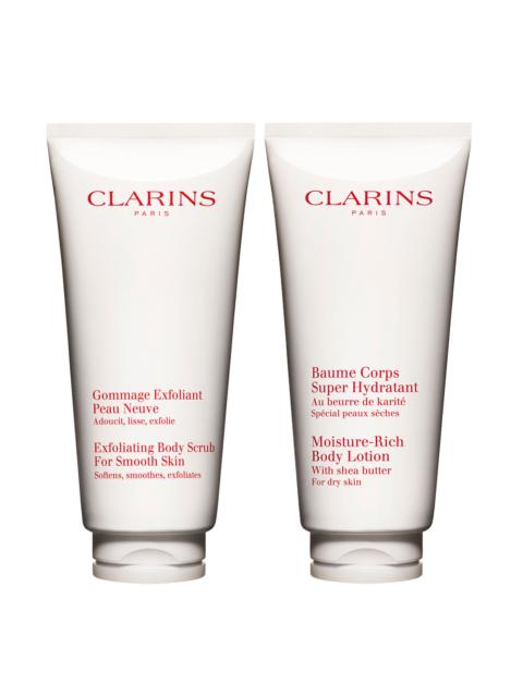 CLARINS Body Essentials Set - Exfoliating Body Scrub & Moisture-Rich Body Lotion For Smooth, Radiant Skin