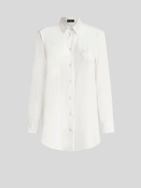 CRÊPE DE CHINE SHIRT WITH EMBROIDERED PEGASO