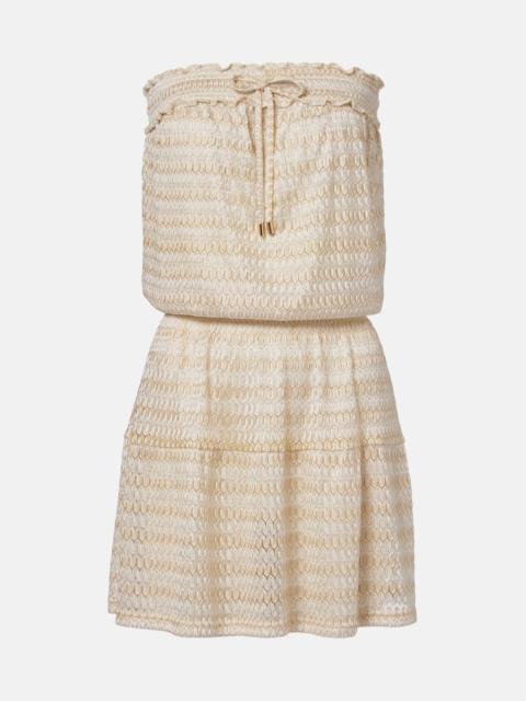 MELISSA ODABASH Isla off-shoulder lamé minidress