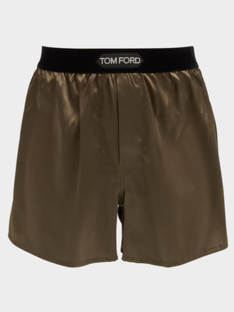 TOM FORD Men's Silk Jacquard Logo Boxers