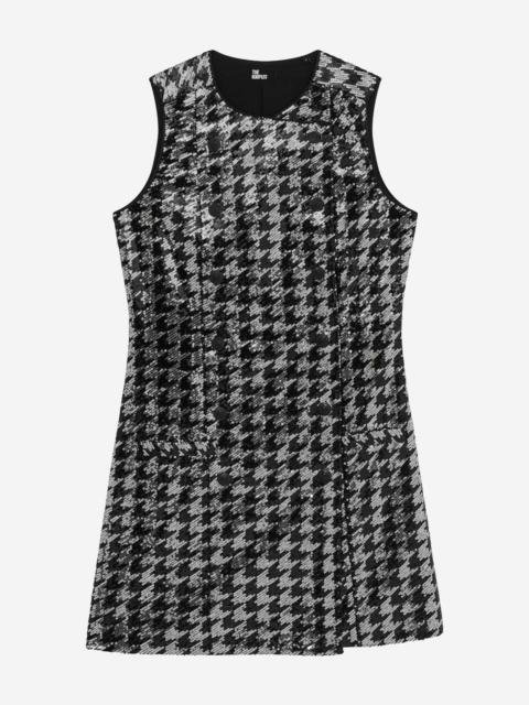The Kooples SHORT HOUNDSTOOTH DRESS WITH BLACK SEQUINS