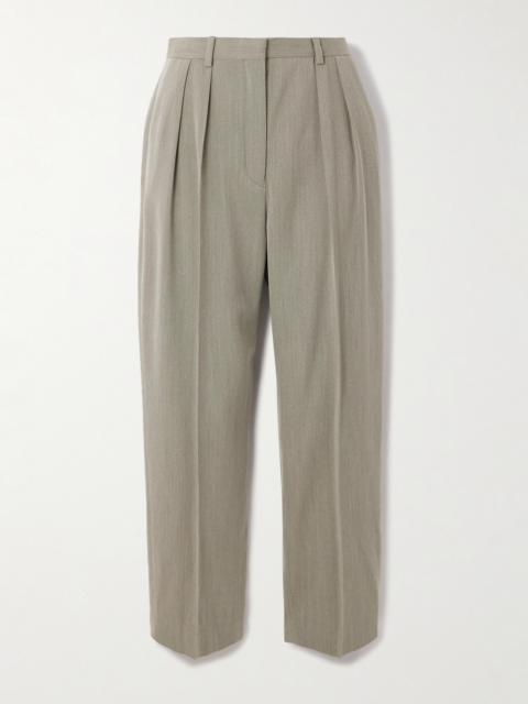 Loro Piana Hudson Cropped Pleated Wool Tapered Pants