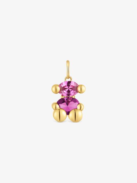 TOUS Small 18K gold vermeil bear motif Pendant with lab-grown green spinel Color Bear LGG