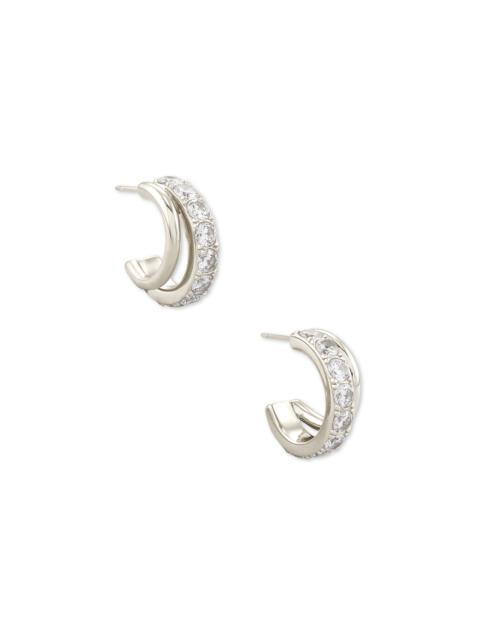 KENDRA SCOTT Livy Silver Huggie Earrings in White Crystal