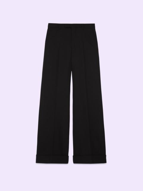 Textured gabardine wide leg pant