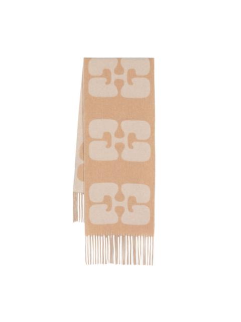 GANNI fringed two-tone scarf