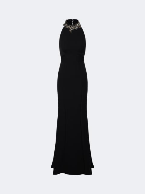 Safiyaa Lark embellished halterneck crêpe gown
