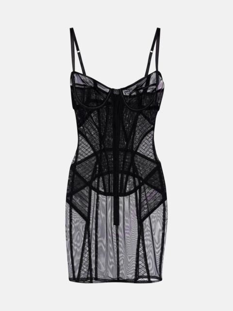 Dolce & Gabbana Ruched sheer tulle minidress
