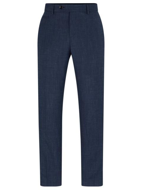 BOSS SLIM-FIT TROUSERS IN WOOL AND LINEN
