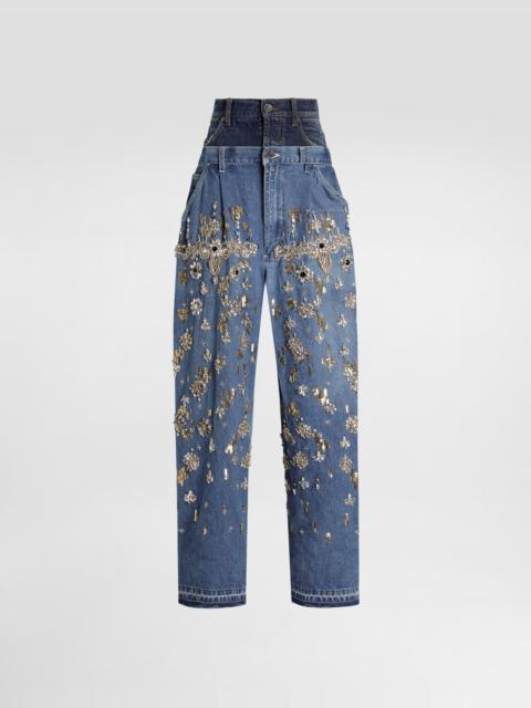 Dolce & Gabbana 5-pocket embroidered denim jeans