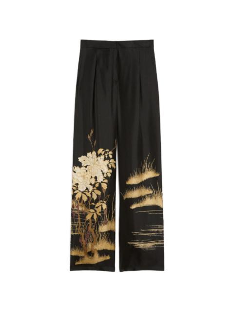 Max Mara fluid printed silk trousers