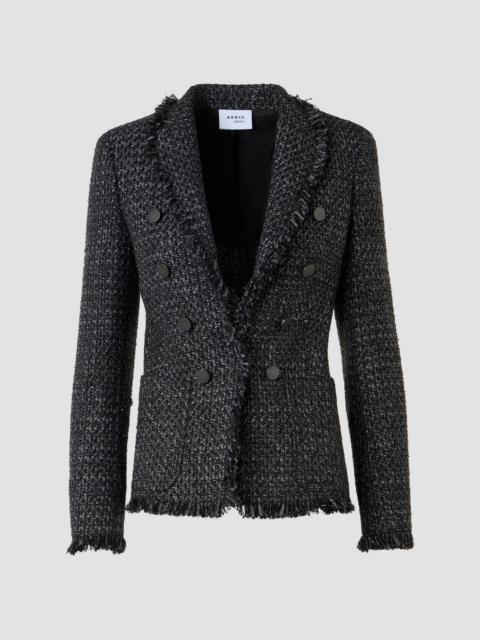 AKRIS Women's Tweed Double-Breasted Blazer - Black Cream
