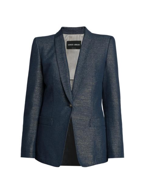 GIORGIO ARMANI Women's Metallic Denim Blazer - Graphite