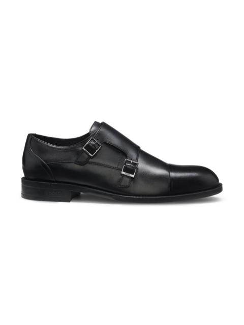 LEATHER MONK SHOES WITH DOUBLE STRAP
