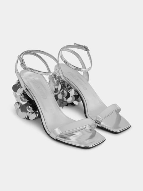 Paco Rabanne SILVER SANDALS WITH SPARKLE DISCS HEELS