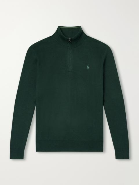 Polo Ralph Lauren Logo-Embroidered Cotton-Piqué Half-Zip Sweater