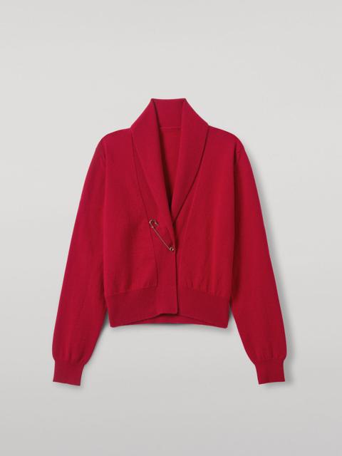 Johnstons of Elgin Crathie Red Shawl Cashmere Cardigan