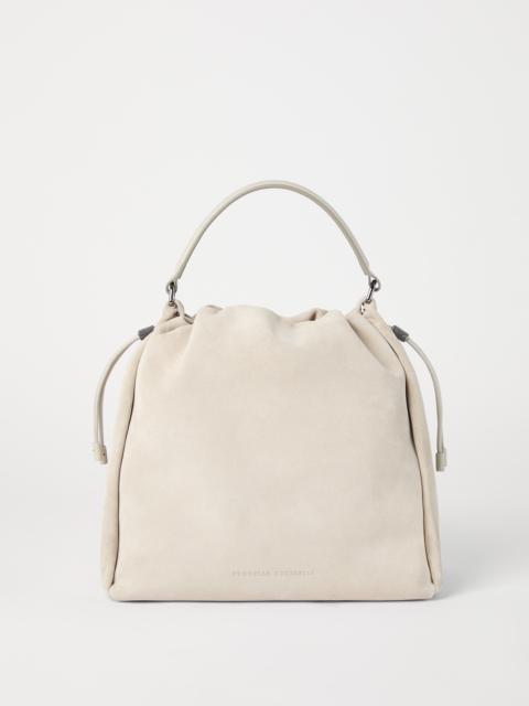 Brunello Cucinelli Sueded calfskin bucket bag with monili