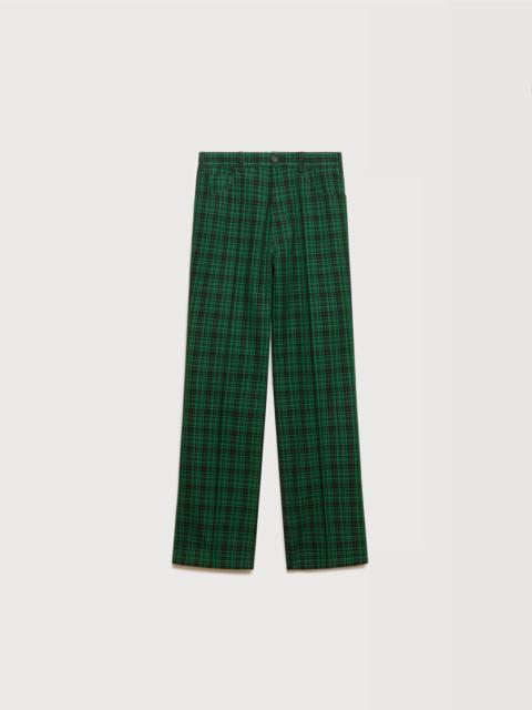 Marni BLACK AND GREEN CHECKED WOOL-COTTON TROUSERS