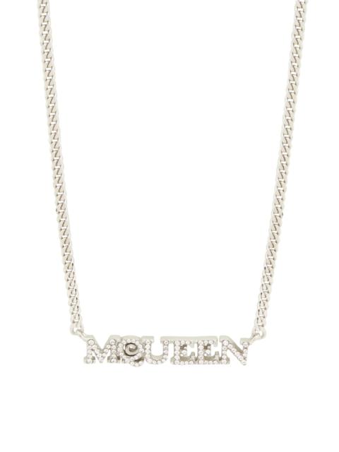 Alexander McQueen Women's Silvertone & Glass Crystal "" Logo Necklace - Silver Grey