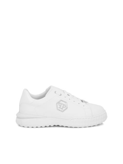 PHILIPP PLEIN hexagon logo plaque leather low-top trainers