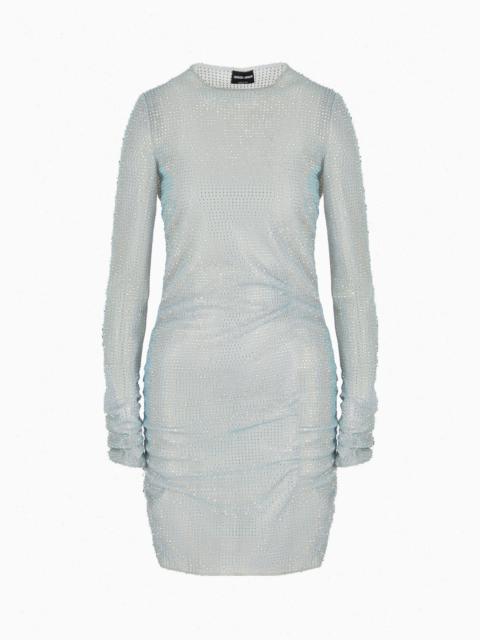 GIORGIO ARMANI Short knit dress with all-over crystals