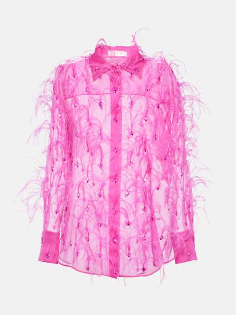 Embroidered silk organza blouse