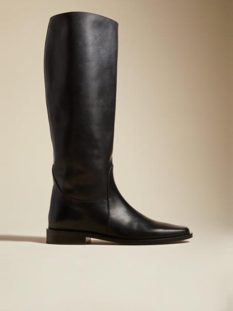 KHAITE The Wooster Riding Boot in Black Leather