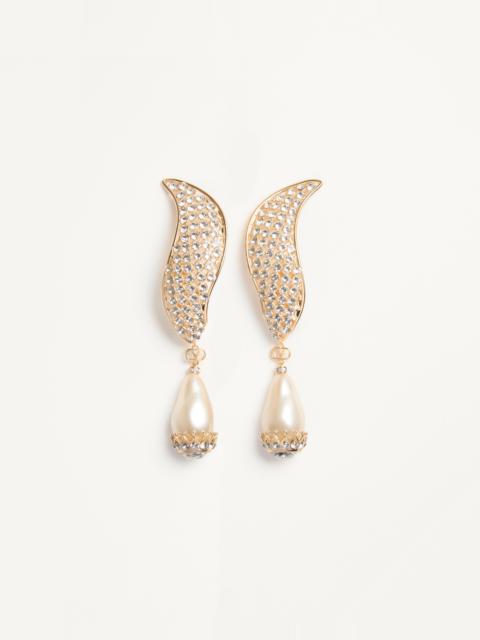 Valentino POETIQUES DES GOUTTES EARRINGS IN METAL, PEARL AND SWAROVSKI® CRYSTALS