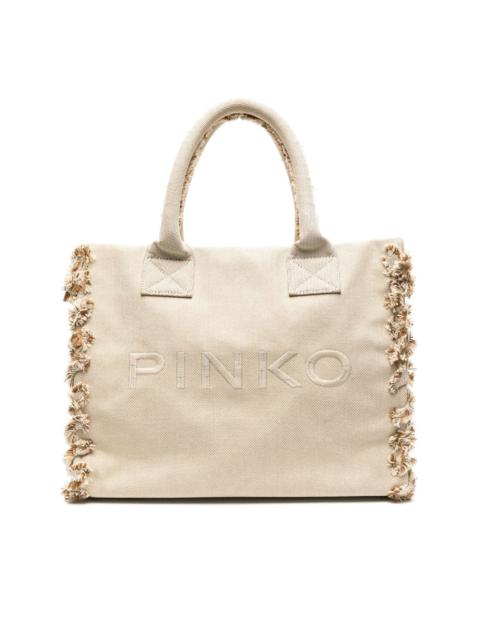 PINKO logo-embroidered beach bag