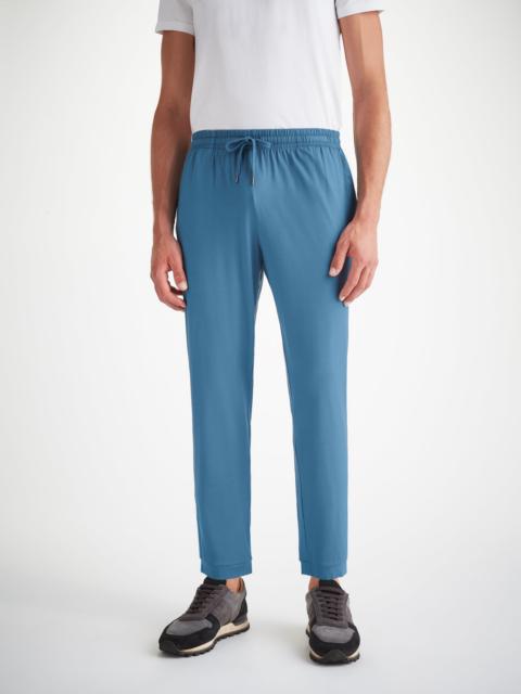 Derek Rose Men's Track Pants Basel Micro Modal Stretch Steel Blue