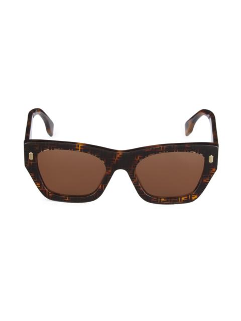 FENDI Men's Fendi Roma 53MM Rectangular Sunglasses - Havana Brown