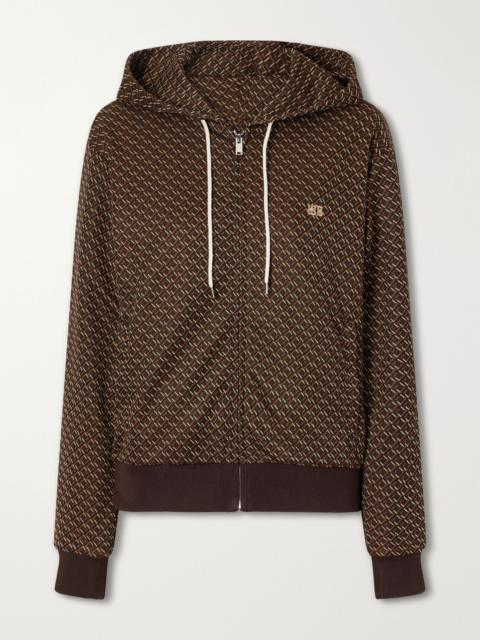 WALES BONNER Logo-embroidered jacquard-knit zip-up hoodie Brown
