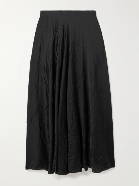 BALENCIAGA Pleated Crinkled-satin Midi Skirt