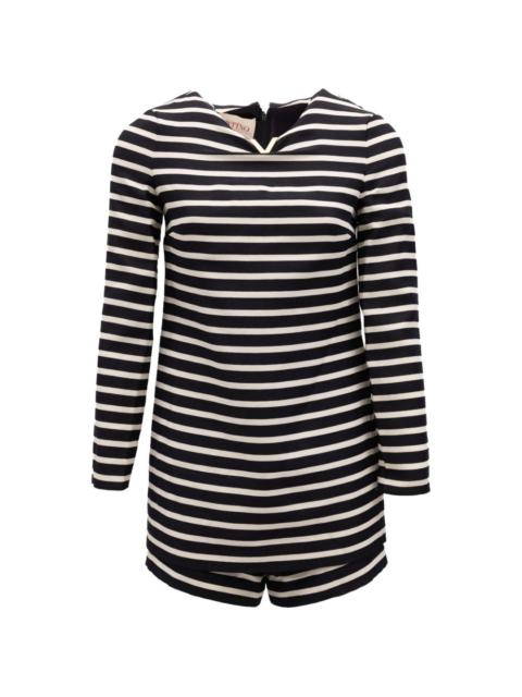Valentino striped long-sleeve romper