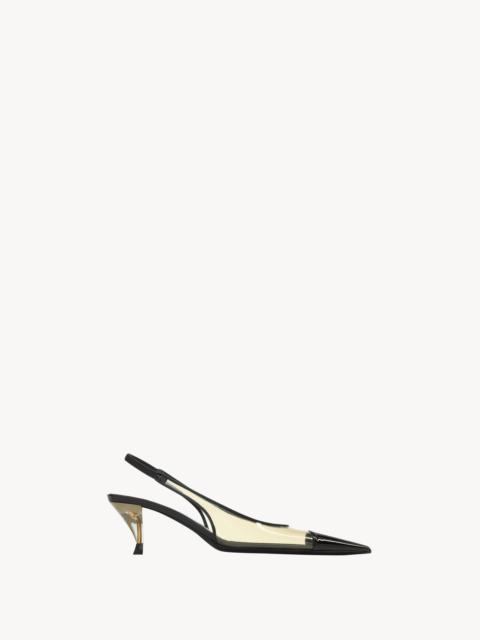 SAINT LAURENT FANNY SLINGBACK PUMPS IN TPU AND PATENT LEATHER