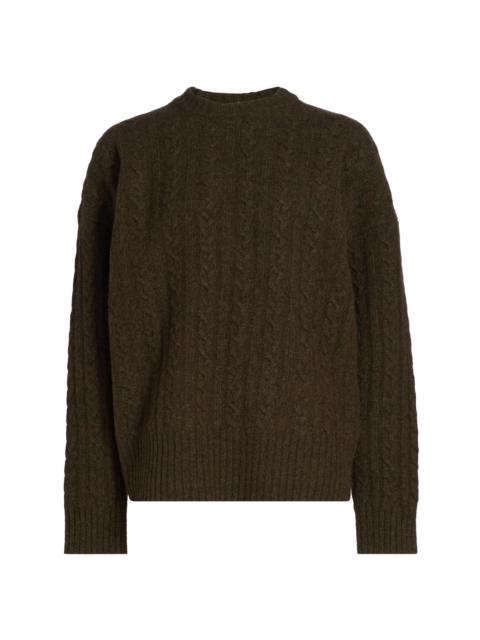 RÓHE Women's Cable-Knit Wool Crewneck Sweater - Forest Melange