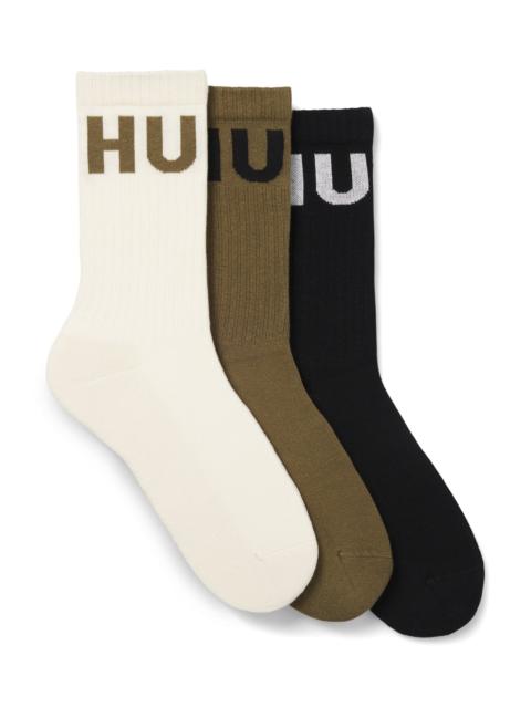 HUGO THREE-PACK OF SHORT-LENGTH SOCKS WITH CONTRAST LOGOS